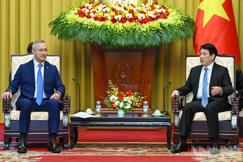 Escena de la reunión. (Foto: Nhan Dan)