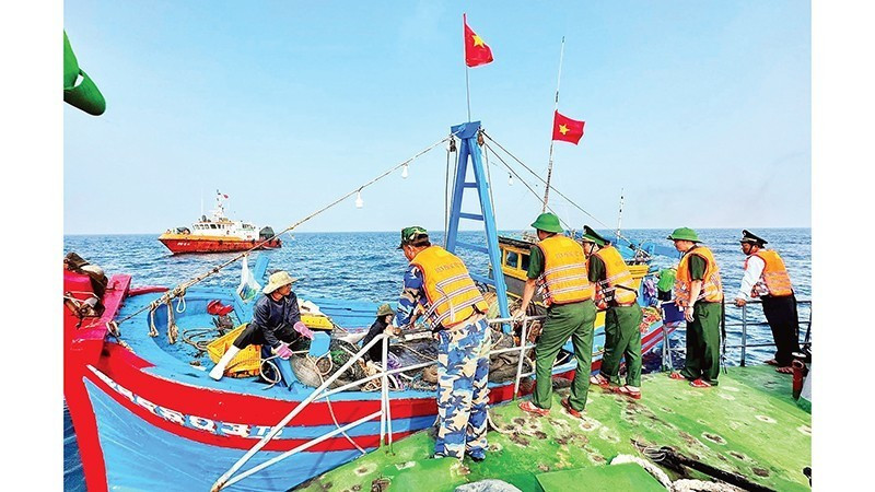La Fuerza de Guardia Fronteriza de Quang Ngai patrulla regularmente el mar y gestiona estrictamente los casos de buques pesqueros que violan las regulaciones de la pesca INDNR. (Foto: Nhan Dan)