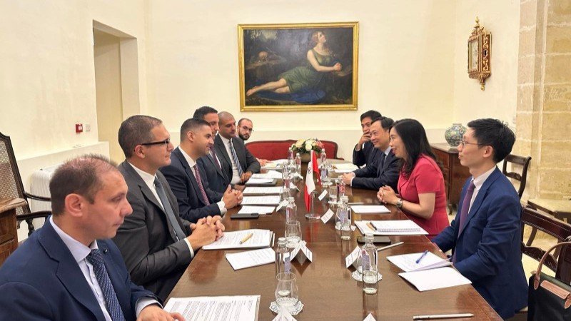 La viceministra de Relaciones Exteriores de Vietnam Le Thi Thu Hang se reúne con Ian Borg, vice primer ministro y titular de Relaciones Exteriores y Turismo de Malta. (Foto: Ministerio de Relaciones Exteriores de Vietnam)