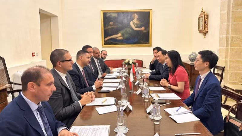 La viceministra de Relaciones Exteriores de Vietnam Le Thi Thu Hang se reúne con Ian Borg, vice primer ministro y titular de Relaciones Exteriores y Turismo de Malta. (Foto: Ministerio de Relaciones Exteriores de Vietnam)