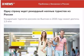 Según "news.ru", el número de turistas rusos que visiten Vietnam en 2026 podría alcanzar un récord histórico de 1,5 millones.