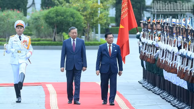 [Foto] Máximo dirigente de Vietnam preside ceremonia de bienvenida al presidente de Myanmar