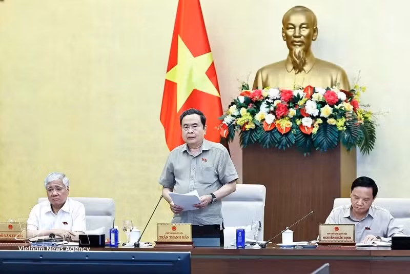 El presidente de la Asamblea Nacional, Tran Thanh Man, en la reunión. (Foto: VNA)