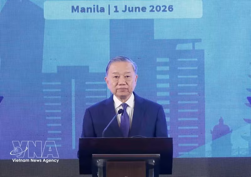 El secretario general del Partido Comunista y presidente de Vietnam, To Lam, en el Foro Empresarial Vietnam - Filipinas. (Foto: VNA)