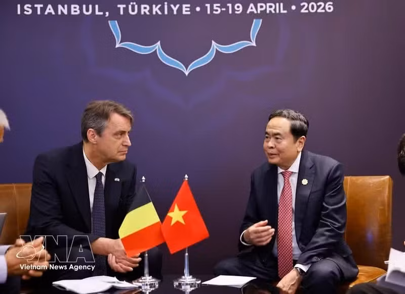 El presidente de la Asamblea Nacional de Vietnam, Tran Thanh Man, y el presidente del Senado de Bélgica, Vincent Blondel (Foto: VNA)