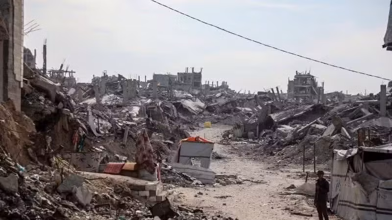 Escena de devastación causada por el conflicto en el norte de Gaza. (Foto: Xinhua)