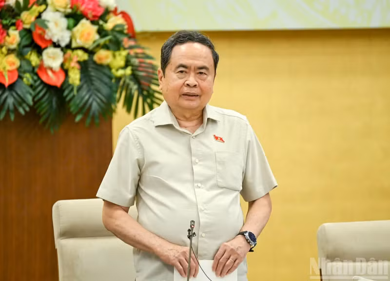 El presidente de la Asamblea Nacional de Vietnam, Tran Thanh Man, interviene en la cita (Foto: Nhan Dan)