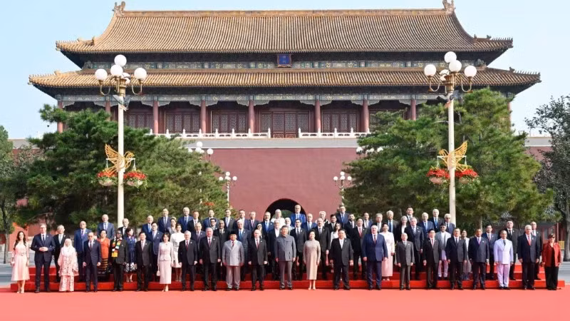 Líderes de países participantes en la ceremonia de conmemoración del 80º aniversario de la victoria sobre el fascismo en Pekín, China (Foto: VNA)