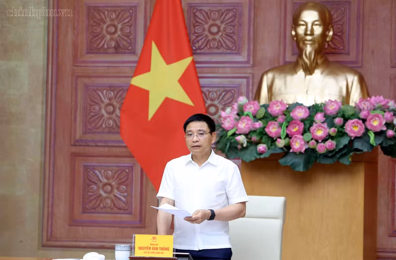 El viceprimer ministro vietnamita Nguyen Van Thang interviene en la reunión (Foto: chinhphu.vn)