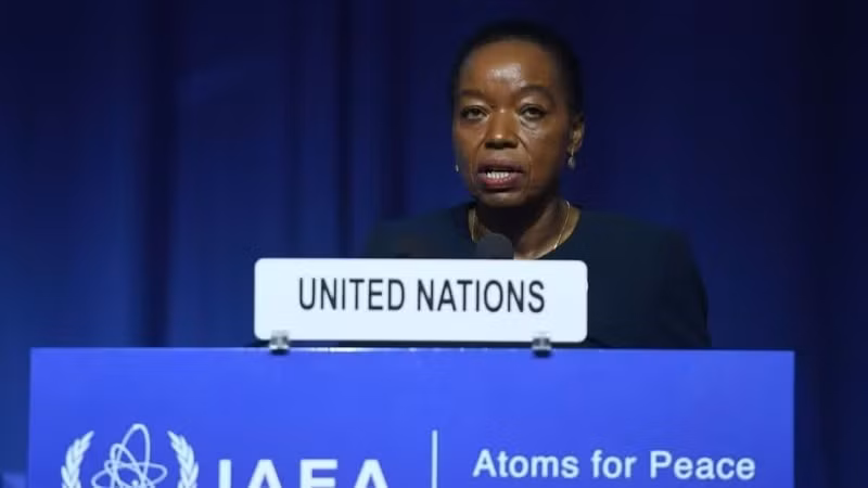 Monica Juma, directora de la Oficina de la ONU en Viena, interviene en la 70ª Sesión Ordinaria de la Conferencia General del OIEA, el 14 de septiembre de 2026. (Foto: Xinhua)