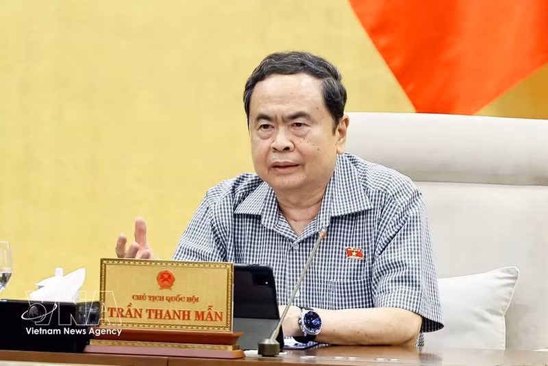 El presidente de la Asamblea Nacional, Tran Thanh Man, habla en la reunión. (Foto: VNA)