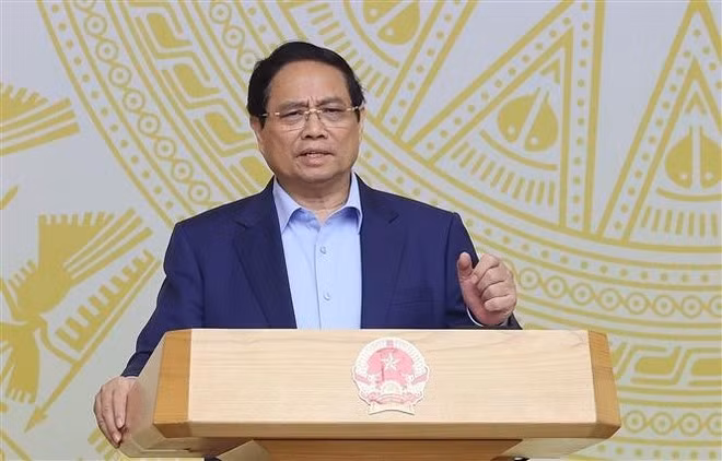 El primer ministro de Vietnam, Pham Minh Chinh, interviene en la cita (Foto: VNA)