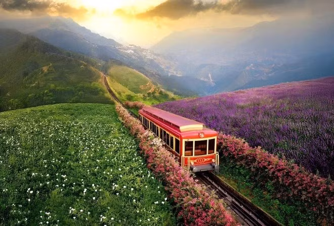 El tren de montaña Muong Hoa mejora las experiencias de turismo ecológico para los visitantes de Sa Pa. (Foto: VNA)