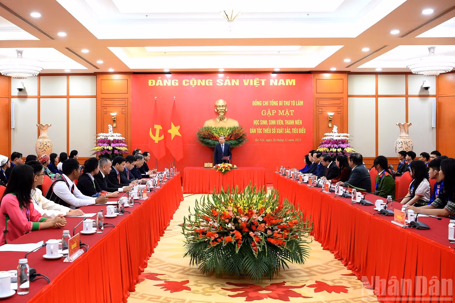 El secretario general del Partido Comunista de Vietnam, To Lam, habla en el encuentro. (Foto: VNA)