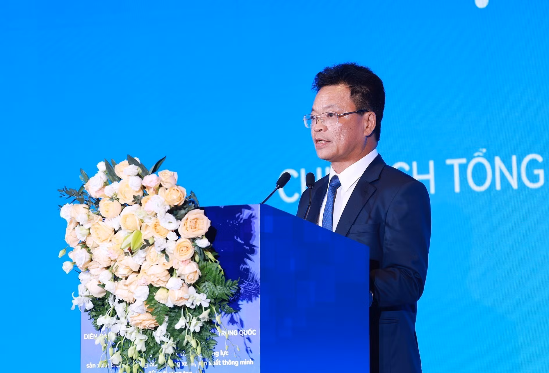 El director general de la Corporación de Ferrocarriles de Vietnam, Dang Sy Manh, interviene en el evento.