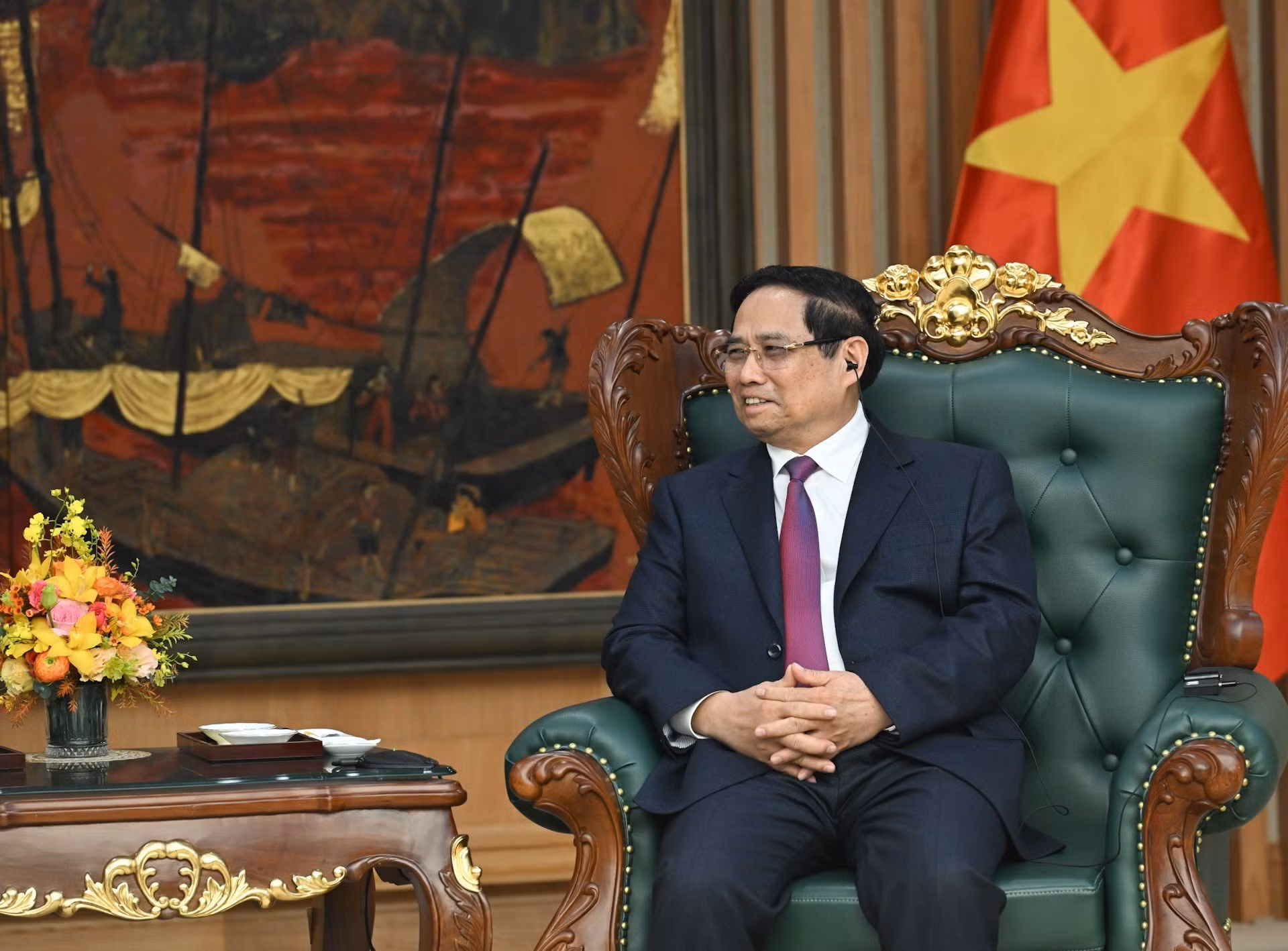 El jefe del Gobierno vietnamita, Pham Minh Chinh, habla en la cita.