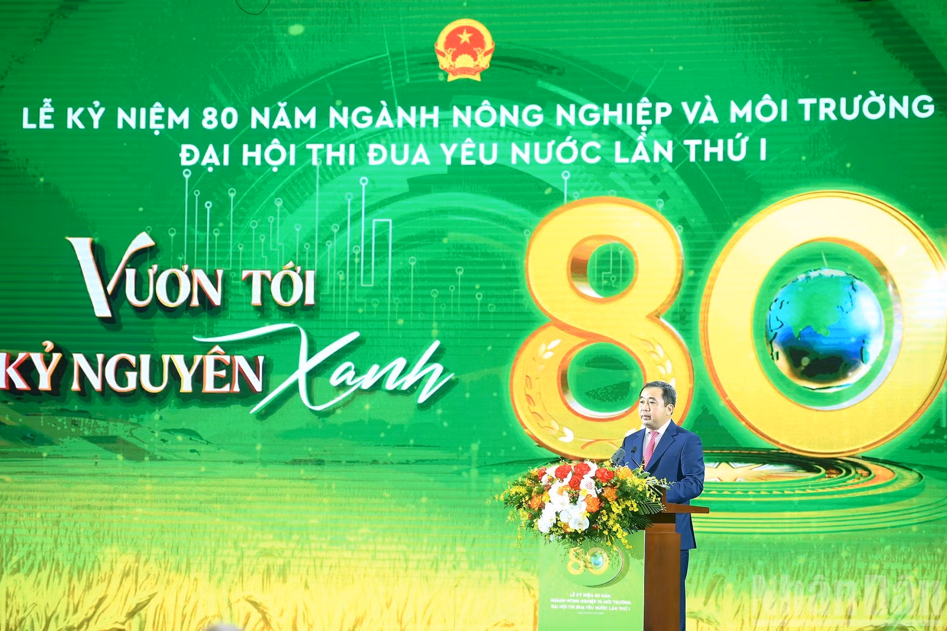 El ministro de Agricultura y Medio Ambiente, Tran Duc Thang, pronuncia un discurso conmemorativo.