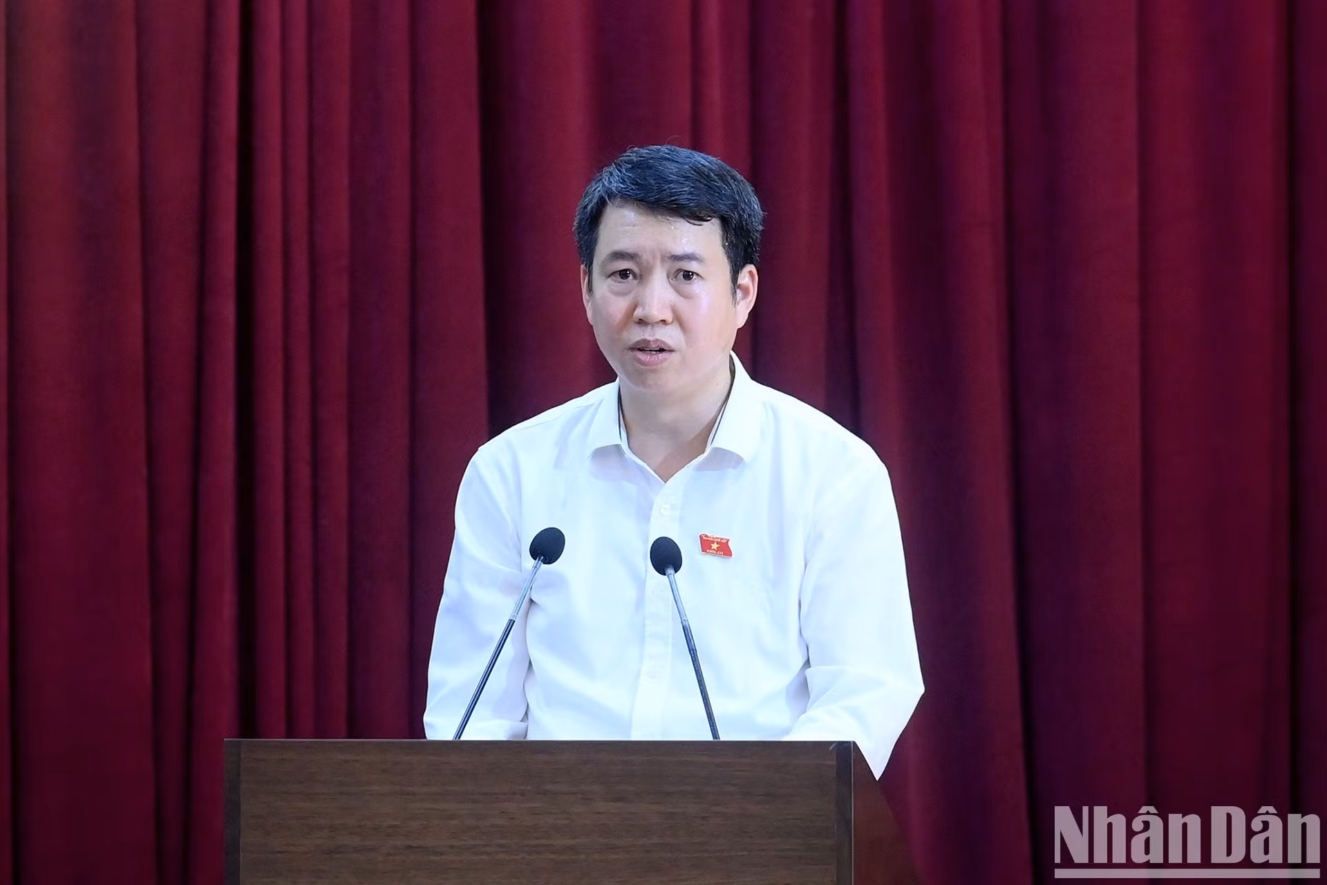 El diputado Nguyen Hoang Truong presenta un informe de opiniones de los votantes.
