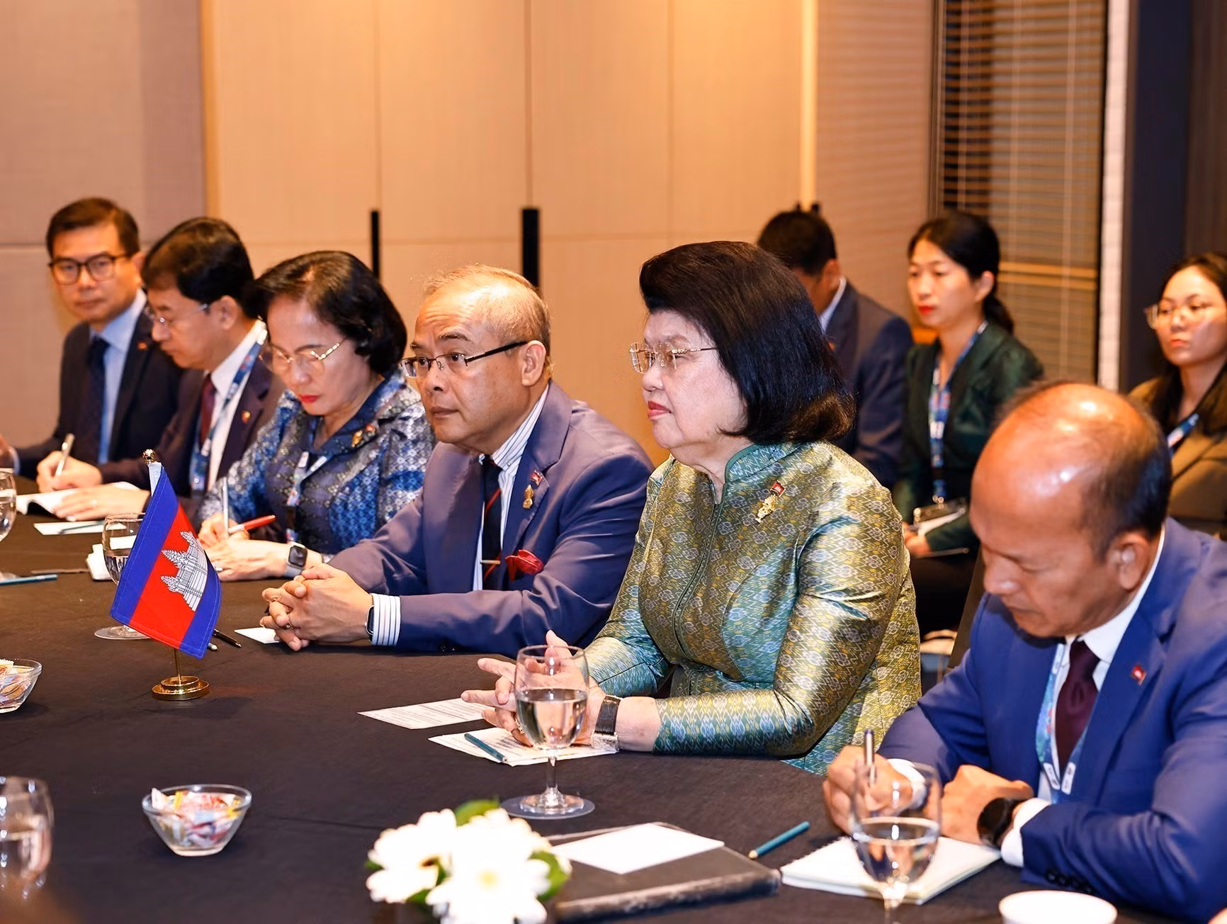La presidenta de la Asamblea Nacional de Camboya, Samdech Maha Rathsaphethika Thipadei Khuon Sudary.
