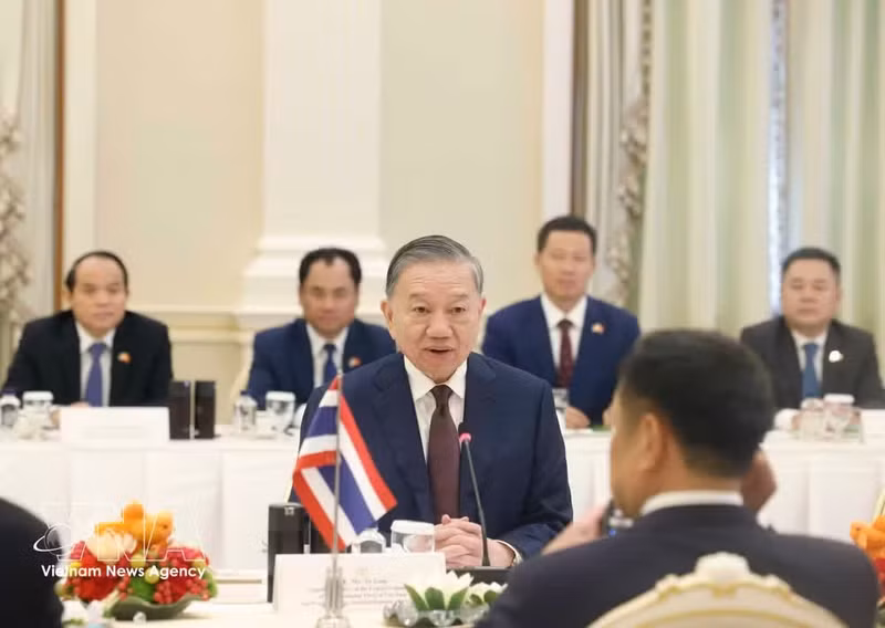 El secretario general del Partido Comunista y presidente de Vietnam, To Lam, habla en el evento. (Fuente: VNA)