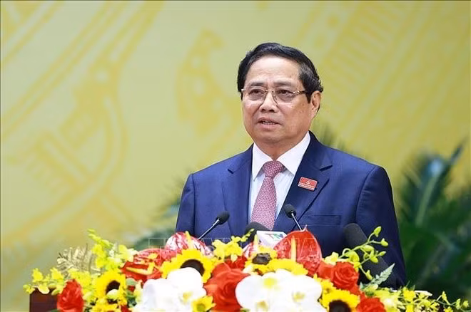 El primer ministro de Vietnam, Pham Minh Chinh, habla en el evento (Foto: VNA)