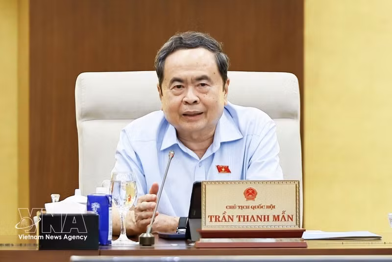 El presidente de la Asamblea Nacional, Tran Thanh Man, interviene en la cita. (Foto: VNA)