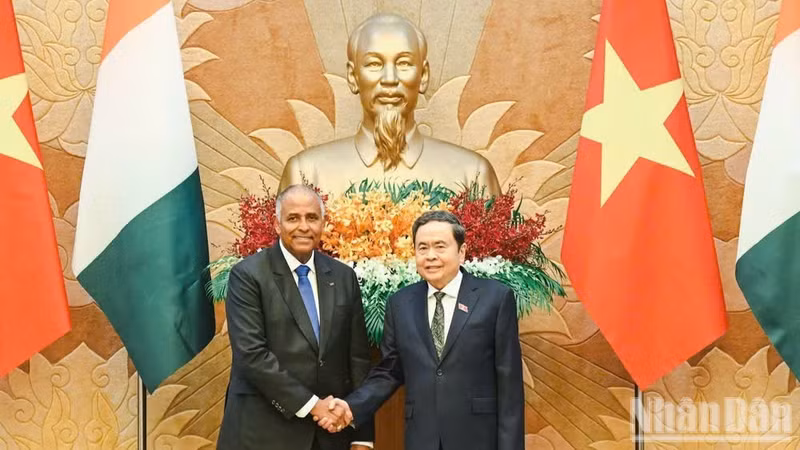 El presidente de la Asamblea Nacional de Vietnam, Tran Thanh Man, y su homólogo de Costa de Marfil, Patrick Achi. (Fuente: Nhan Dan)