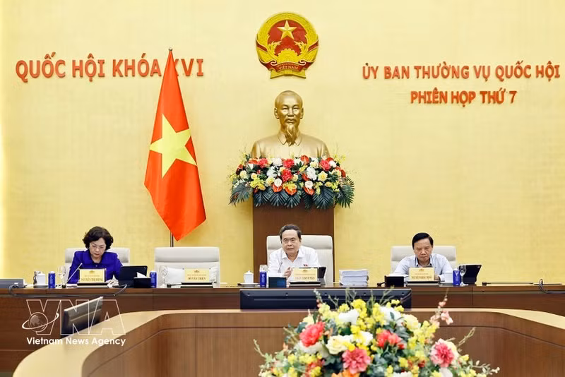 El presidente de la Asamblea Nacional de Vietnam, Tran Thanh Man, interviene en la cita. (Foto: VNA)