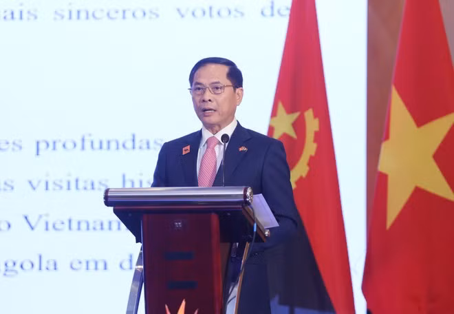 El viceprimer ministro y ministro de Relaciones Exteriores de Vietnam, Bui Thanh Son, habla en el evento. (Fuente: VNA)