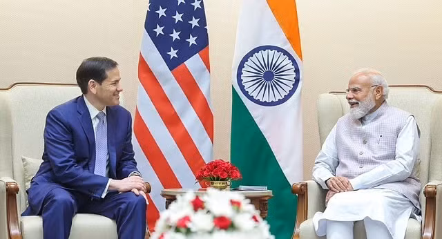 El primer ministro de la India, Narendra Modi, recibe al secretario de Estado de Estados Unidos, Marco Rubio. (Foto: X@narendramodi)