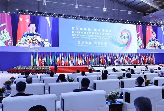 El viceprimer ministro de Vietnam, Tran Hong Ha, habla en el evento (Fuente: VNA)