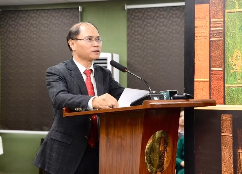 El embajador vietnamita Pham Anh Tuan habla en la ceremonia. (Foto: Embajada de Vietnam en Pakistán)