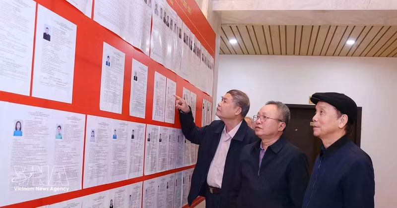 Votantes leen biografias de los candidatos. (Foto: VNA)