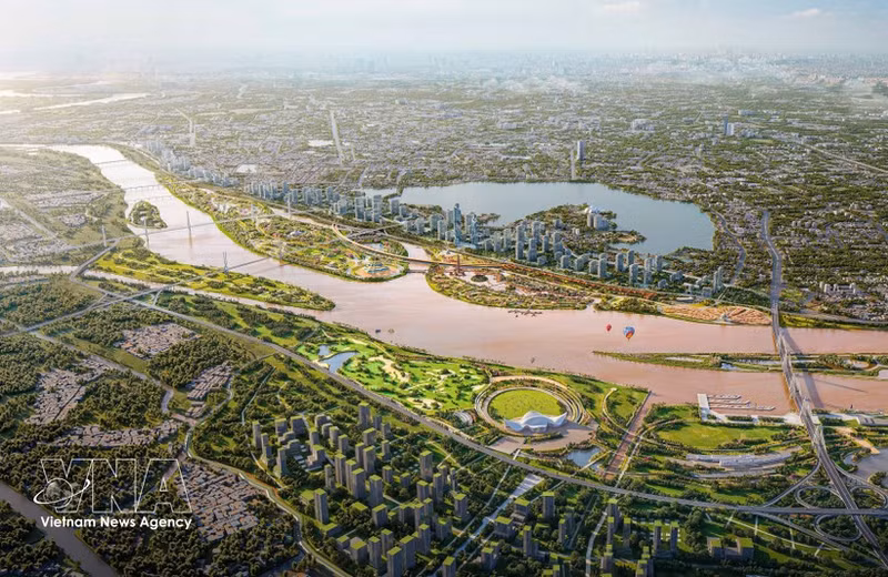 Vista en perspectiva del proyecto del Gran Bulevar Paisajístico del Río Rojo. (Foto: VNA)