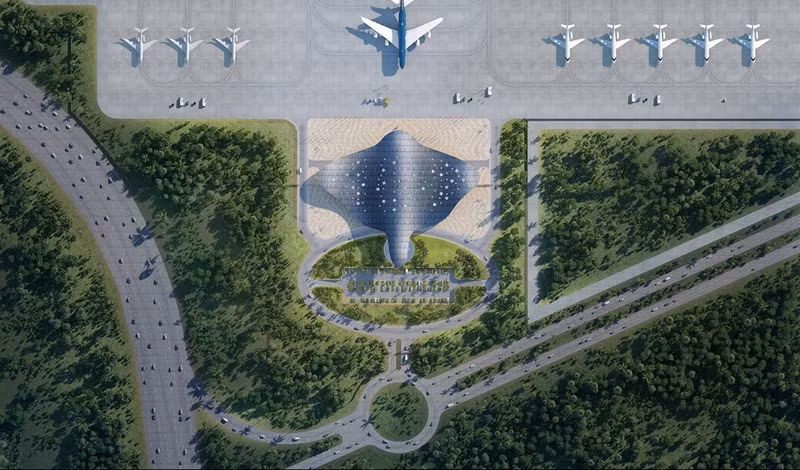 Representación gráfica de la terminal VIP. La infraestructura aeroportuaria de Phu Quoc está lista para dar servicio a la APEC 2027.