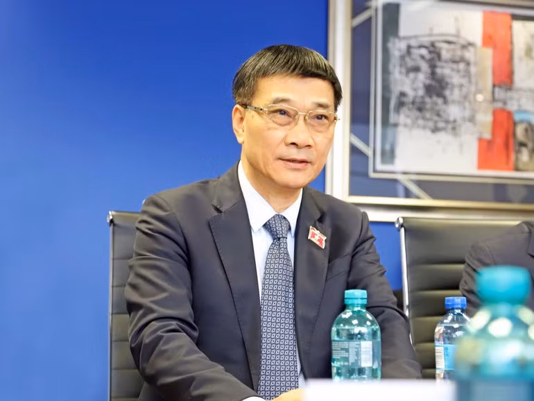 El vicepresidente de la ANV, Vu Hong Thanh, interviene en el encuentro con la SACCI. (Foto: VNA)