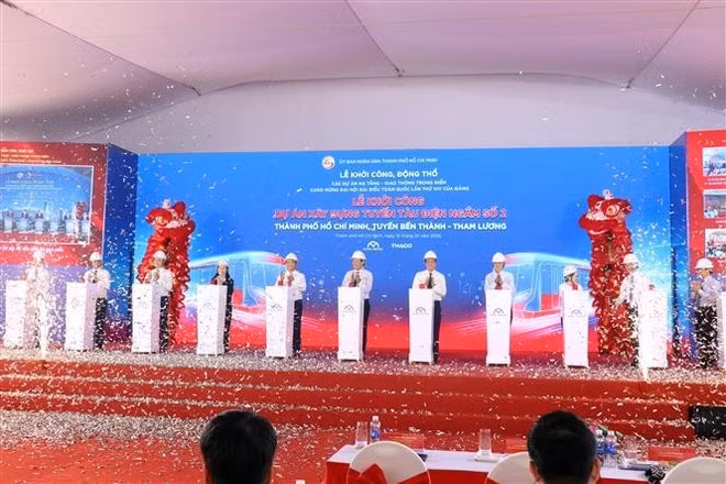 Inauguración del proyecto de construcción de la línea de metro Ben Thanh–Tham Luong (Foto: VNA)