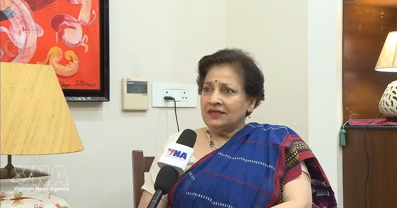 La ex embajadora de la India en Vietnam, Preeti Saran, en la entrevista (Foto: VNA)