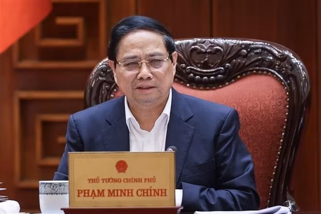 El primer ministro de Vietnam, Pham Minh Chinh, interviene en la cita (Foto: VNA)