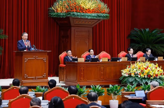 El secretario general del Partido Comunista de Vietnam, To Lam, interviene en la cita (Foto: VNA)