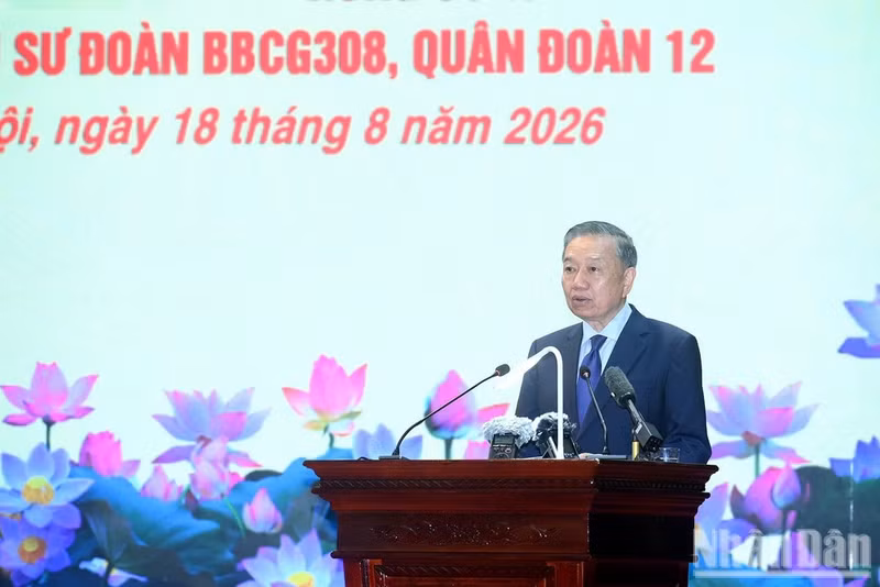 El secretario general del Partido Comunista de Vietnam y presidente del país, To Lam, interviene en la cita. (Foto: Nhan Dan)
