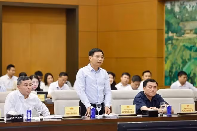 El viceprimer ministro Nguyen Van Thang habla en la reunión. (Foto: VNA)