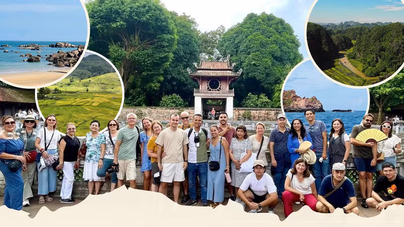 Imágenes de turistas mexicanos durante su visita a la Pagoda del Pilar Único, en Hanói, y de paisajes de Vietnam. (Fuente: Nhan Dan y colaboradores)