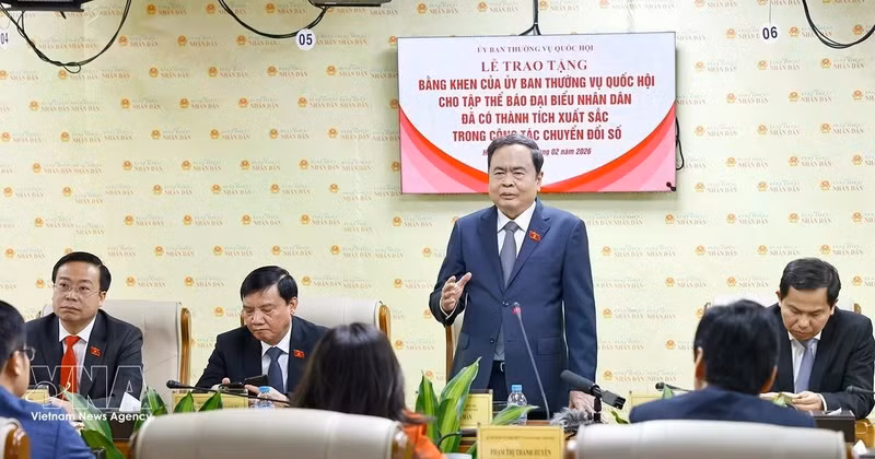 El presidente de la Asamblea Nacional, Tran Thanh Man, habla en la cita (Fuente: VNA)