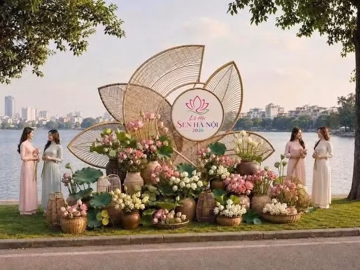Vista conceptual del espacio donde se celebrará el Festival del Loto de Hanoi 2026. (Foto: Departamento de Turismo de Hanói)