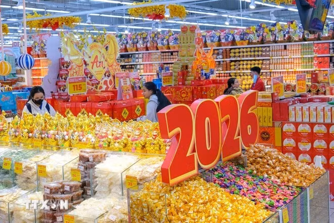 Un puesto de venta de productos del Tet en el supermercado GO! de Can Tho. (Foto: VNA)