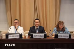 El embajador Mai Phan Dung, representante permanente de Vietnam ante la ONU en Ginebra preside el evento. (Foto: VNA)