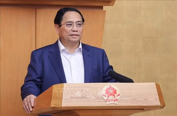 El primer ministro de Vietnam, Pham Minh Chinh, habla en el evento (Fuente: VNA) El primer ministro de Vietnam, Pham Minh Chinh, habla en el evento (Fuente: VNA)