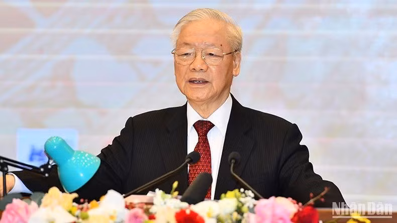 El secretario general del PCV, Nguyen Phu Trong habló en la cita. (Foto: Dang Khoa)
