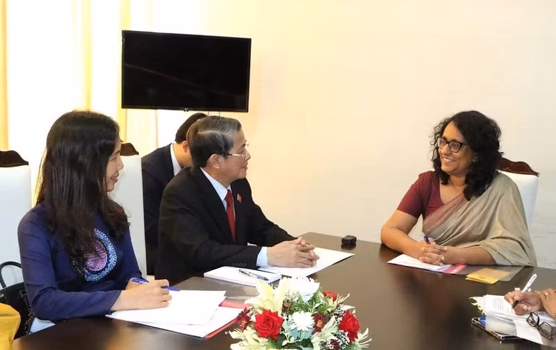 El vicepresidente de la Asamblea Nacional de Vietnam, Nguyen Duc Hai se reúne con la primera ministra de Sri Lanka, Harini Amarasuriya (Foto: VNA)